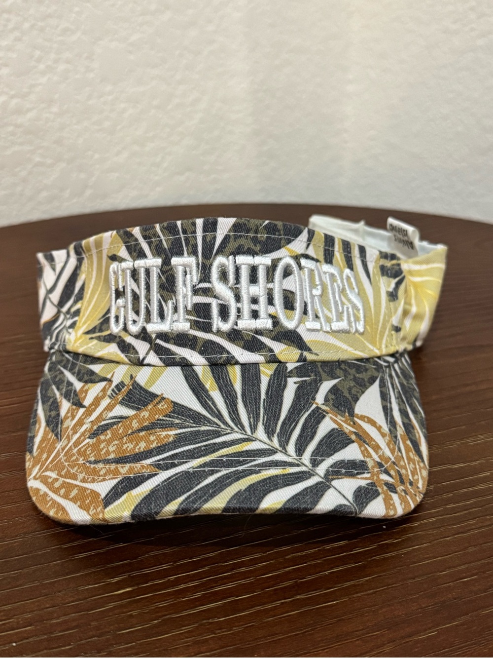 Gulf Shores Alabama Tropical Leaf Visor - Yellow, Black, White, Brown